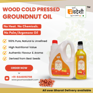 Wooden Cold Pressed Groundnut Oil 1 Liter | Peanut Oil | Lakdi Ghani | Pure, Unrefined & Chemical-Free Cooking Oil | Poorn Swadeshi - Image 3