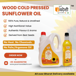 Wooden Cold Pressed Sunflower Oil 1 Liter | Lakdi Ghani | 100% Wood Pressed | Chemical-Free | Heart-Healthy Cooking Oil | Pure & Natural | Poorn Swadeshi - Image 3